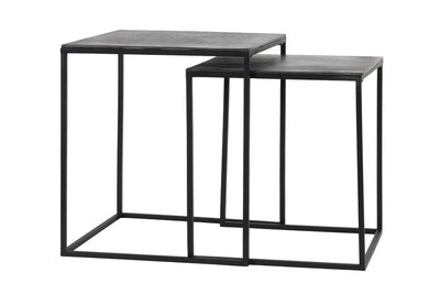 Light & Living Living Side table S/2 40x40x45+44,5x44,5x50,5 cm BANOS raw lead ant House of Isabella UK