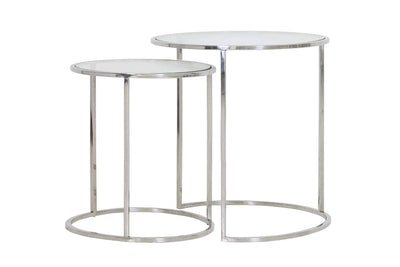 Light & Living Living Side table S/2 Ø40x45+Ø50x52 cm DUARTE nickel+glass House of Isabella UK