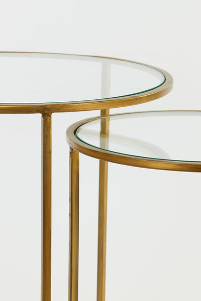 Light & Living Living Side table Set of 2 40x45+ 50x52 cm DUARTE glass-gold House of Isabella UK