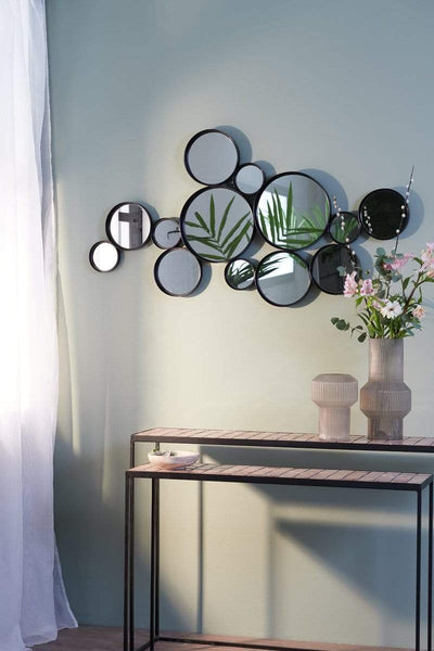 Light & Living Mirrors Mirror 127x3,5x64,5 cm CIELO circles matt black House of Isabella UK