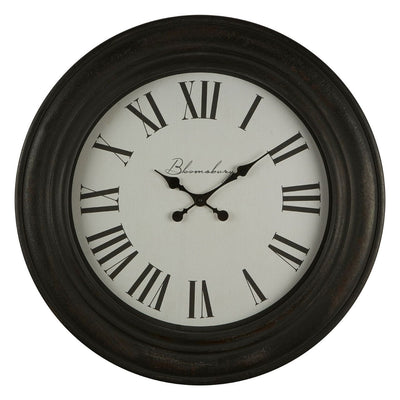 Noosa & Co. Accessories Distressed Black Wood Round Wall Clock House of Isabella UK
