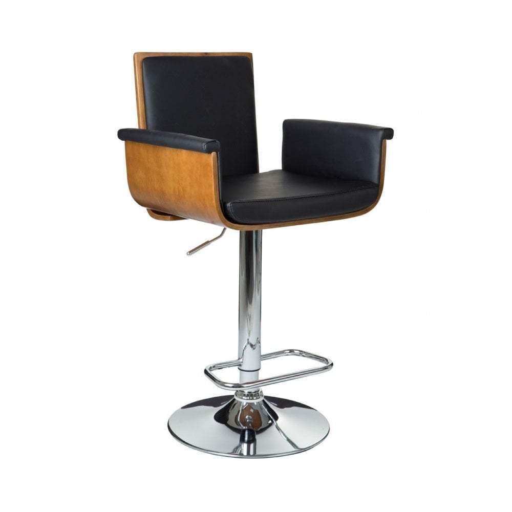 Noosa & Co. Dining Bar Chair, Black Leather Effect, Chrome Base House of Isabella UK