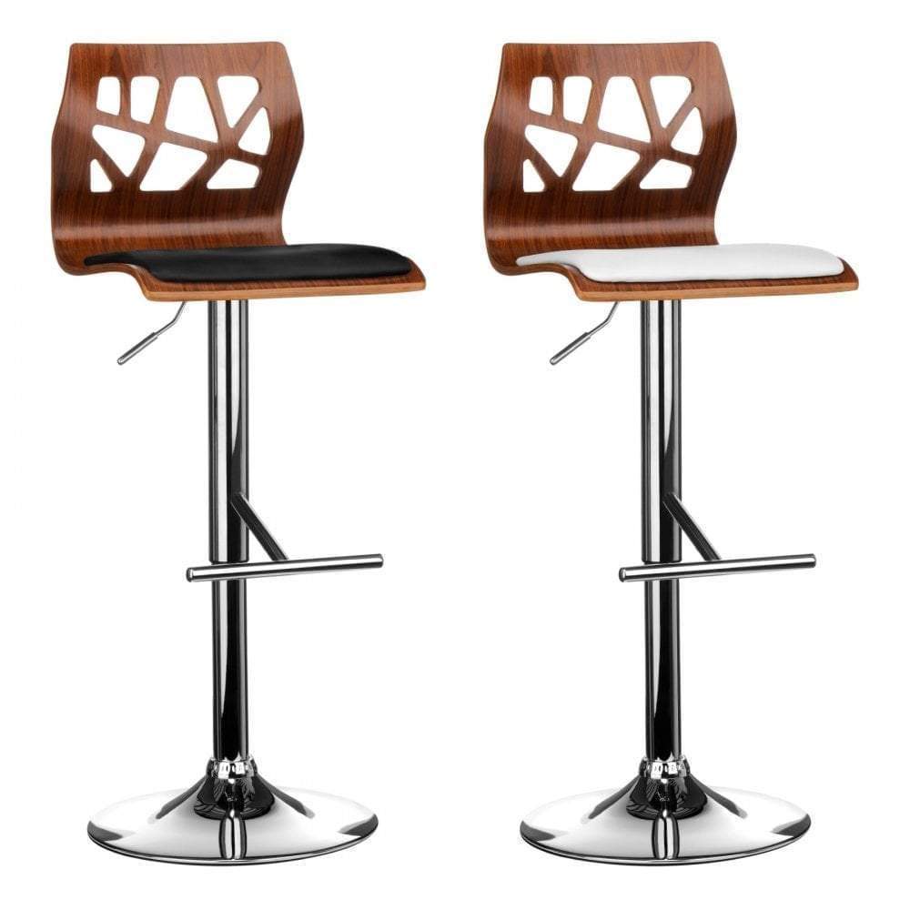Noosa & Co. Dining Bar Chair, Black Leather Effect, Chrome Finish Base House of Isabella UK