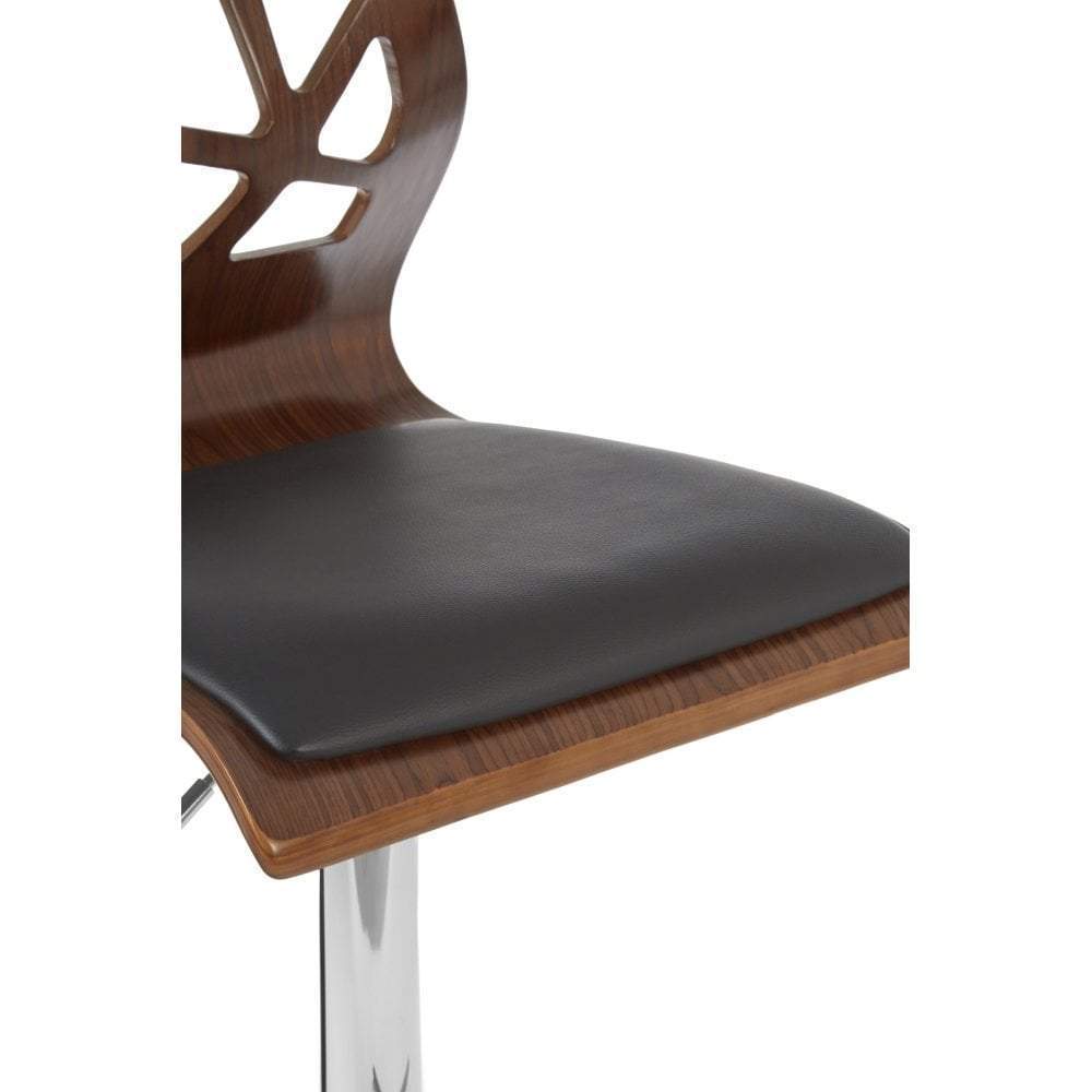 Noosa & Co. Dining Bar Chair, Black Leather Effect, Chrome Finish Base House of Isabella UK