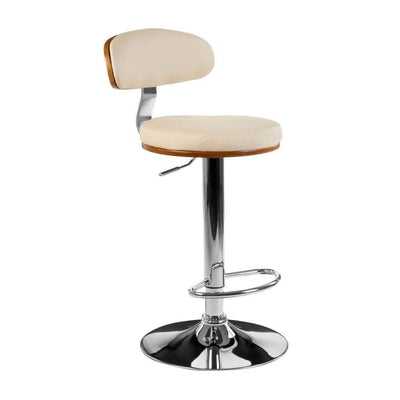 Noosa & Co. Dining Bar Chair, / Cream Leather Effect, Chrome Base House of Isabella UK