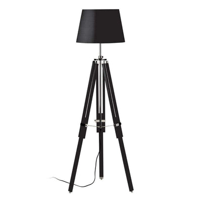 Noosa & Co. Lighting Floor Lamp, Black Wood / Chrome, Black Fabric Shade / EU Plug House of Isabella UK