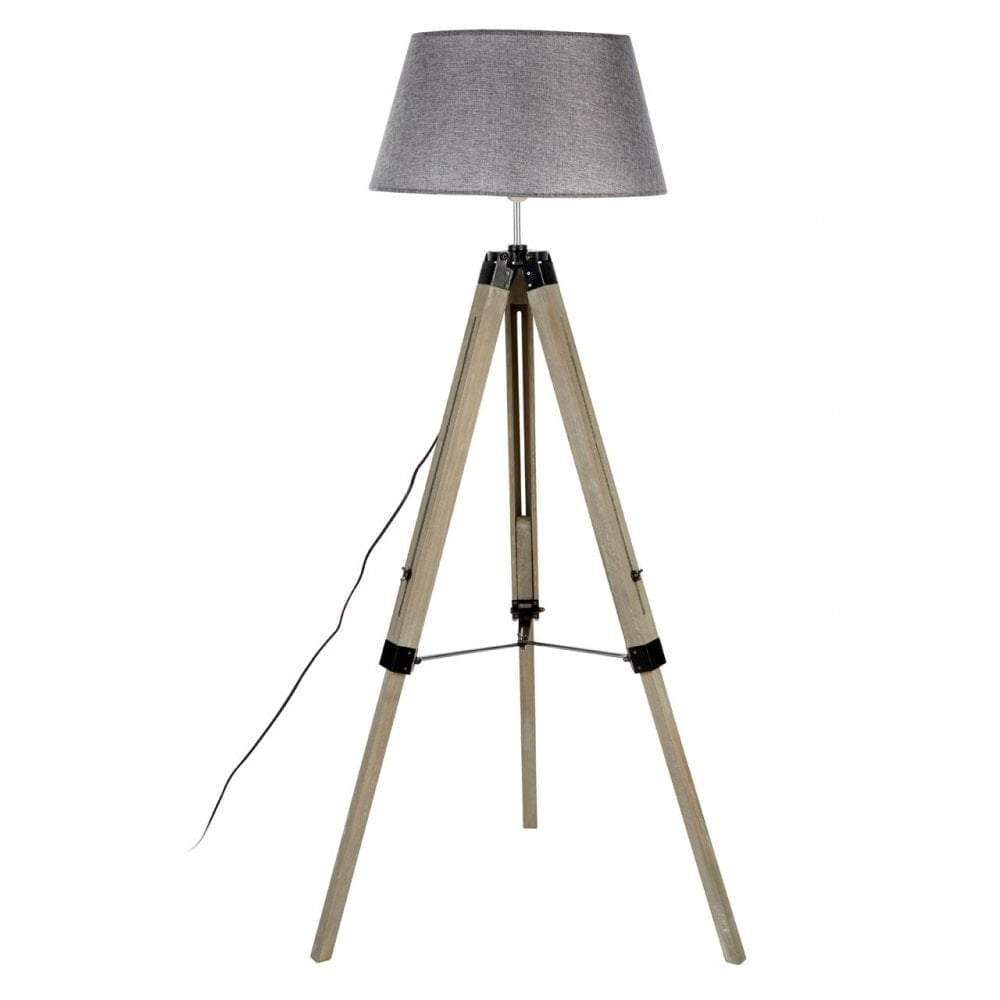 Noosa & Co. Lighting Floor Lamp, Grey Wood Tripod, Grey Shade / UK Plug House of Isabella UK