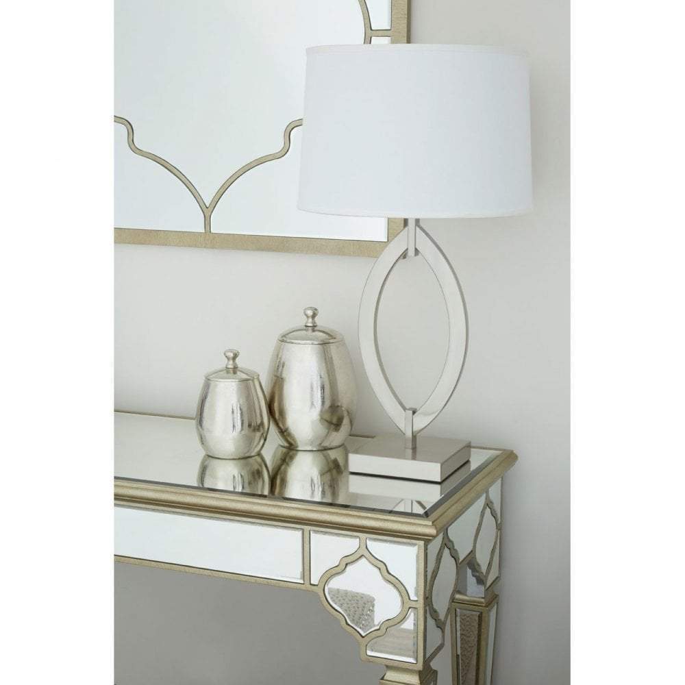 Noosa & Co. Lighting Table Lamp, Satin Nickel, Fabric Shade / UK Plug House of Isabella UK