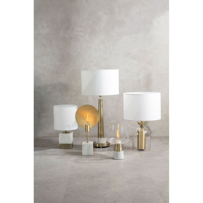 Noosa & Co. Lighting White Marble Accent Lamp With Cream Shade House of Isabella UK
