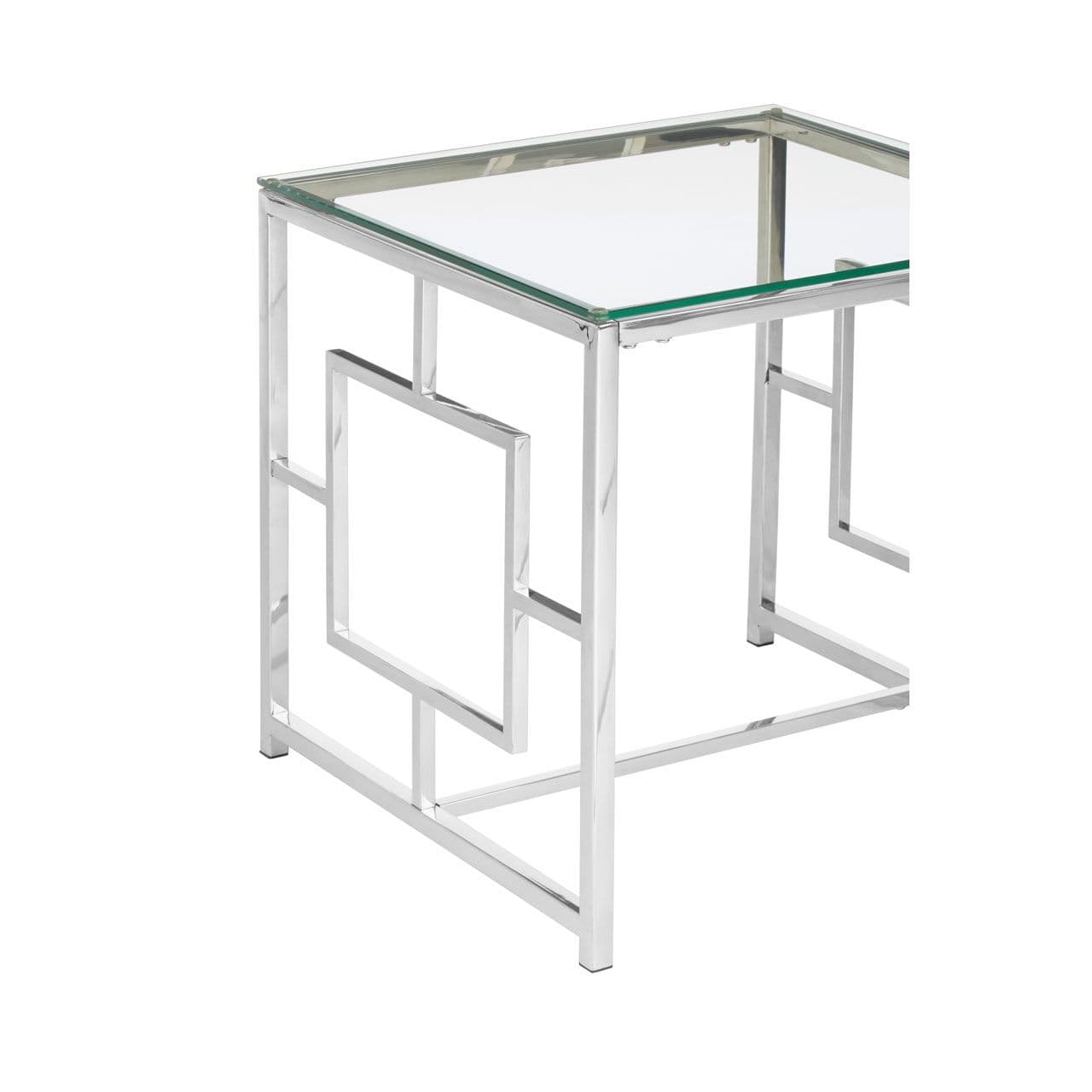 Noosa & Co. Living Allez Clear Glass / Silver Base End Table House of Isabella UK