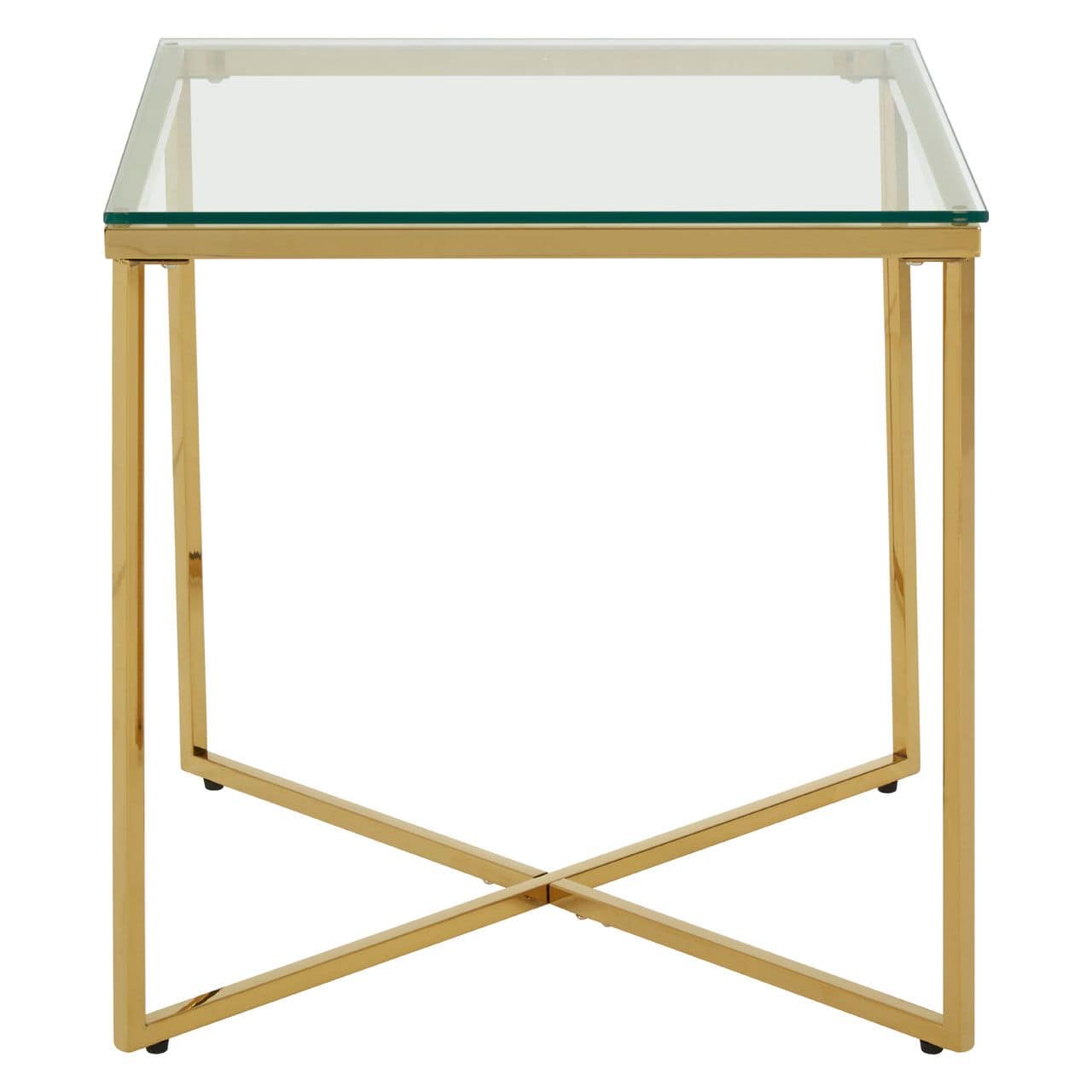 Noosa & Co. Living Allez Small Gold Finish Cross Base End Table House of Isabella UK