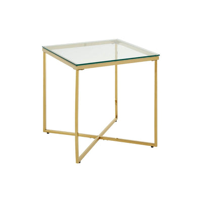 Noosa & Co. Living Allez Small Gold Finish Cross Base End Table House of Isabella UK
