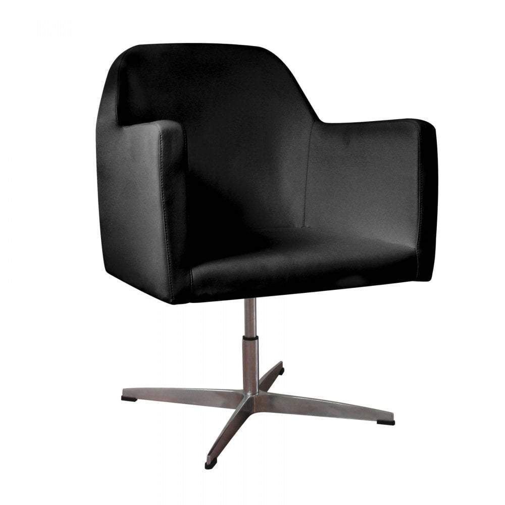 Noosa & Co. Living Chair, Black Leather Effect, Chrome Finish Base House of Isabella UK