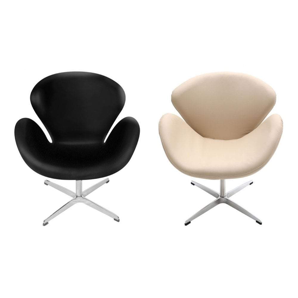 Noosa & Co. Living Chair, Light Caramel Leather Effect, Revolving Chrome Finish Base House of Isabella UK