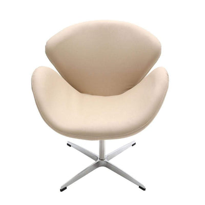 Noosa & Co. Living Chair, Light Caramel Leather Effect, Revolving Chrome Finish Base House of Isabella UK