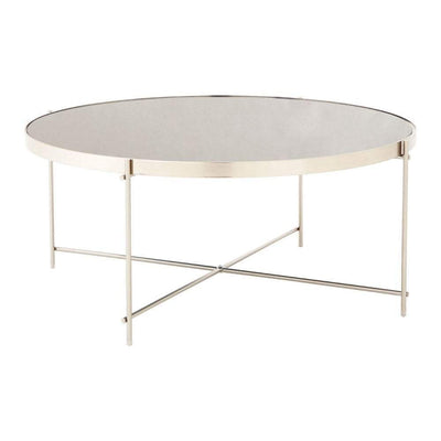 Noosa & Co. Living Coffee Table, Grey Mirror, Brushed Nickel House of Isabella UK