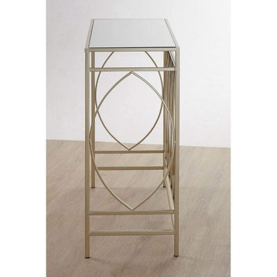 Noosa & Co. Living Console Table, Champagne Metal, Mirror Top House of Isabella UK