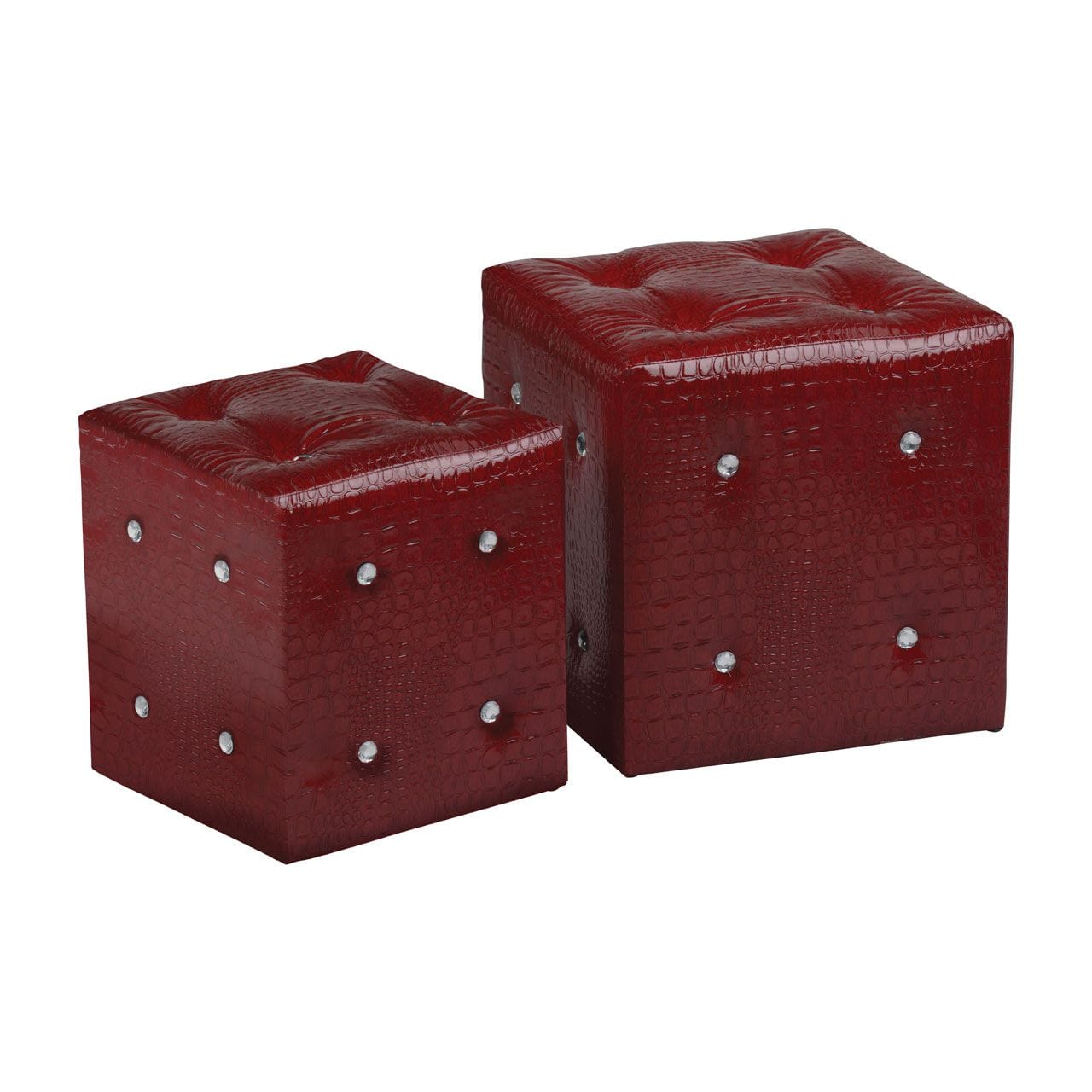 Noosa & Co. Living Crocodile Leather Effect Red Stools House of Isabella UK