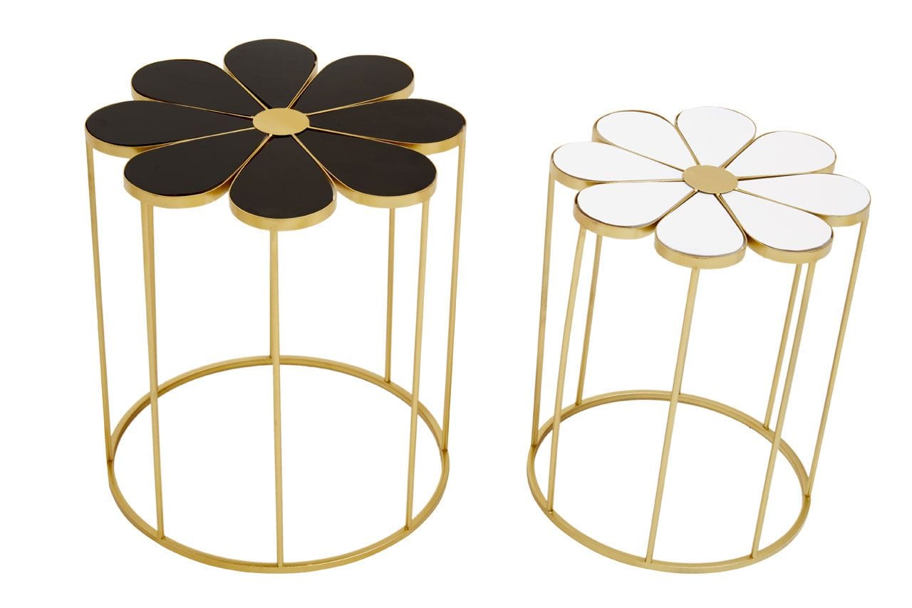 Noosa & Co. Living Jodie Set Of Two Black And White Petal Tables House of Isabella UK