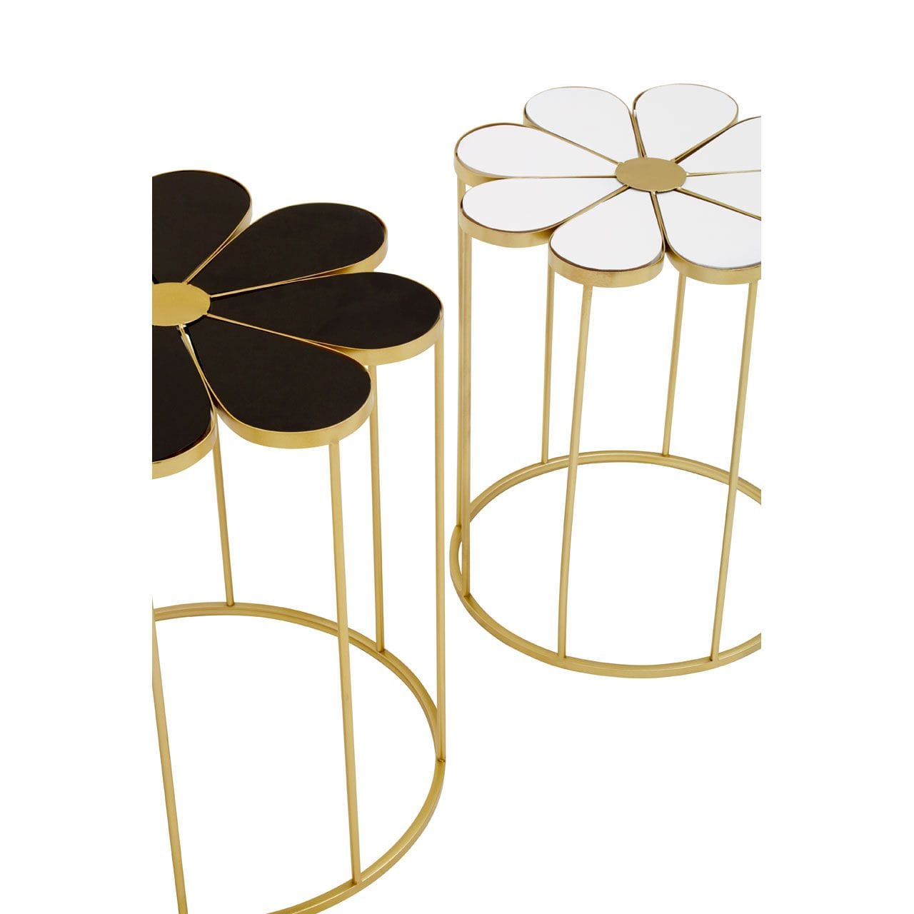 Noosa & Co. Living Jodie Set Of Two Black And White Petal Tables House of Isabella UK
