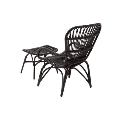 Noosa & Co. Living Relax Chair, With Footstool, Rattan / Black House of Isabella UK
