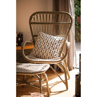 Noosa & Co. Living Relax Chair, With Footstool, Rattan / Grey House of Isabella UK