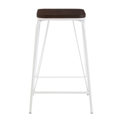 Noosa & Co. Living Sedgefield White Metal And Elm Wood Stool House of Isabella UK