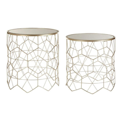 Noosa & Co. Living Side Tables, Mirror Top / Champagne Steel, Round / Set of 2 House of Isabella UK