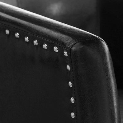 Noosa & Co. Living Tub Chair, Black Leather Effect/Stud Detail, Dark Rubberwood Legs House of Isabella UK