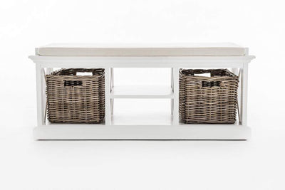 Novasolo Living Bench & Basket Set - Classic White House of Isabella UK