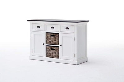 Novasolo Living Buffet with 2 Baskets - Classic White & Black House of Isabella UK
