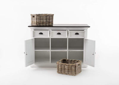 Novasolo Living Buffet with 2 Baskets - White Distress & Deep Brown House of Isabella UK