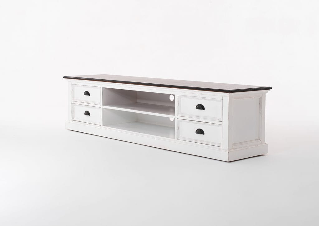 Novasolo Living Large ETU with 4 drawers - White Distress & Deep Brown House of Isabella UK