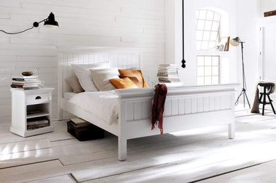 Novasolo Sleeping Bedside Table with Shelves - Classic White House of Isabella UK