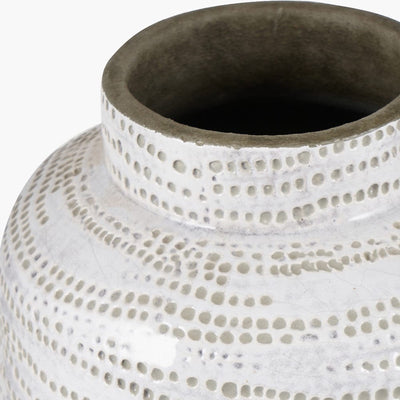 Pacific Lifestyle Accessories Alina White Dot Design Small Stoneware Vase House of Isabella UK