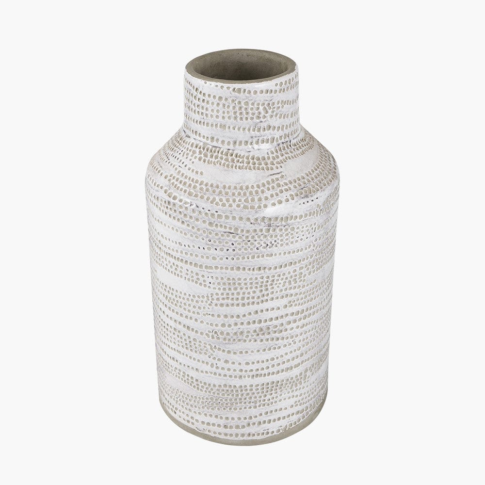 Pacific Lifestyle Accessories Alina White Dot Design Stoneware Vase House of Isabella UK