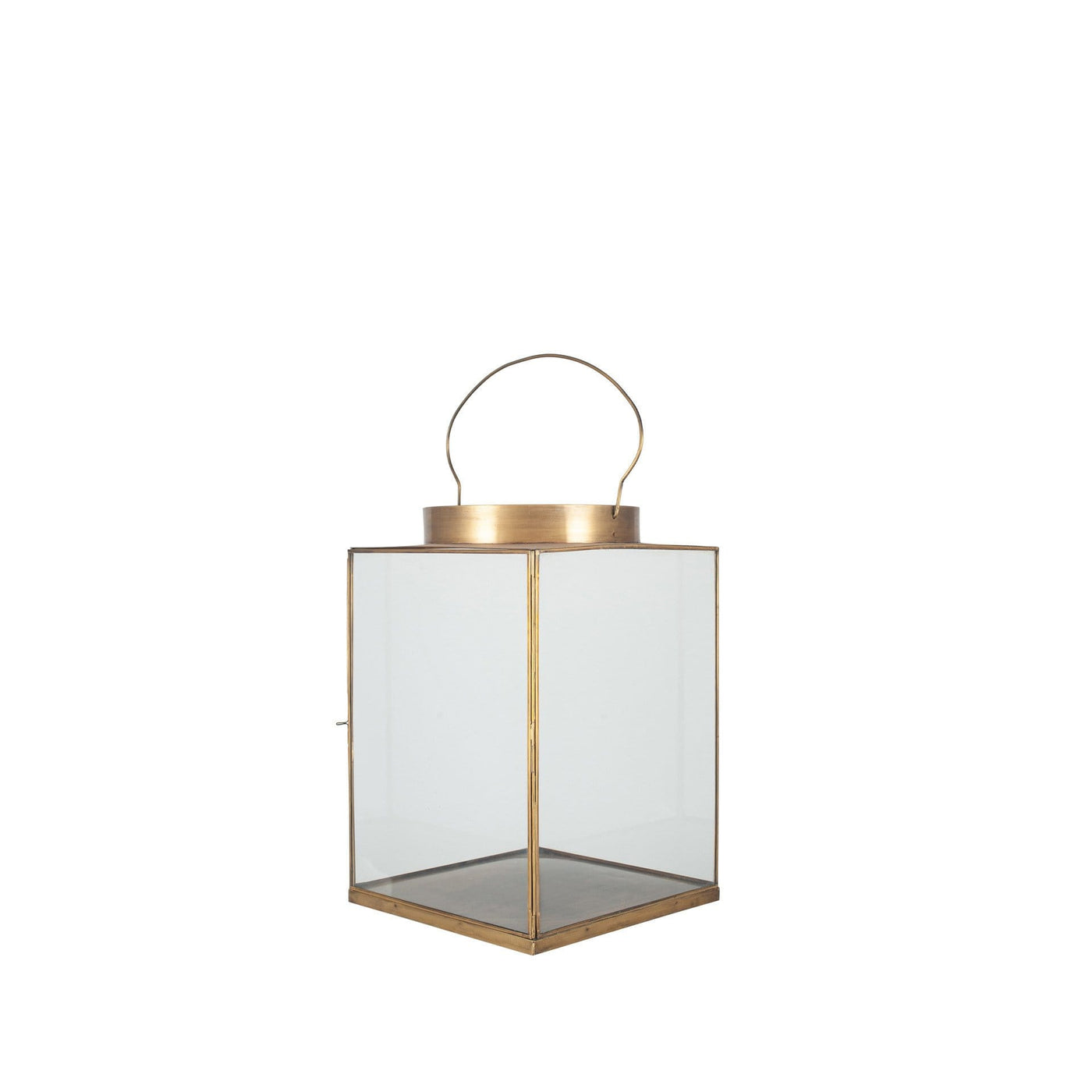Pacific Lifestyle Accessories Antique Brass Metal and Glass Large Square Lantern House of Isabella UK