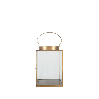 Pacific Lifestyle Accessories Antique Brass Metal and Glass Large Square Lantern House of Isabella UK