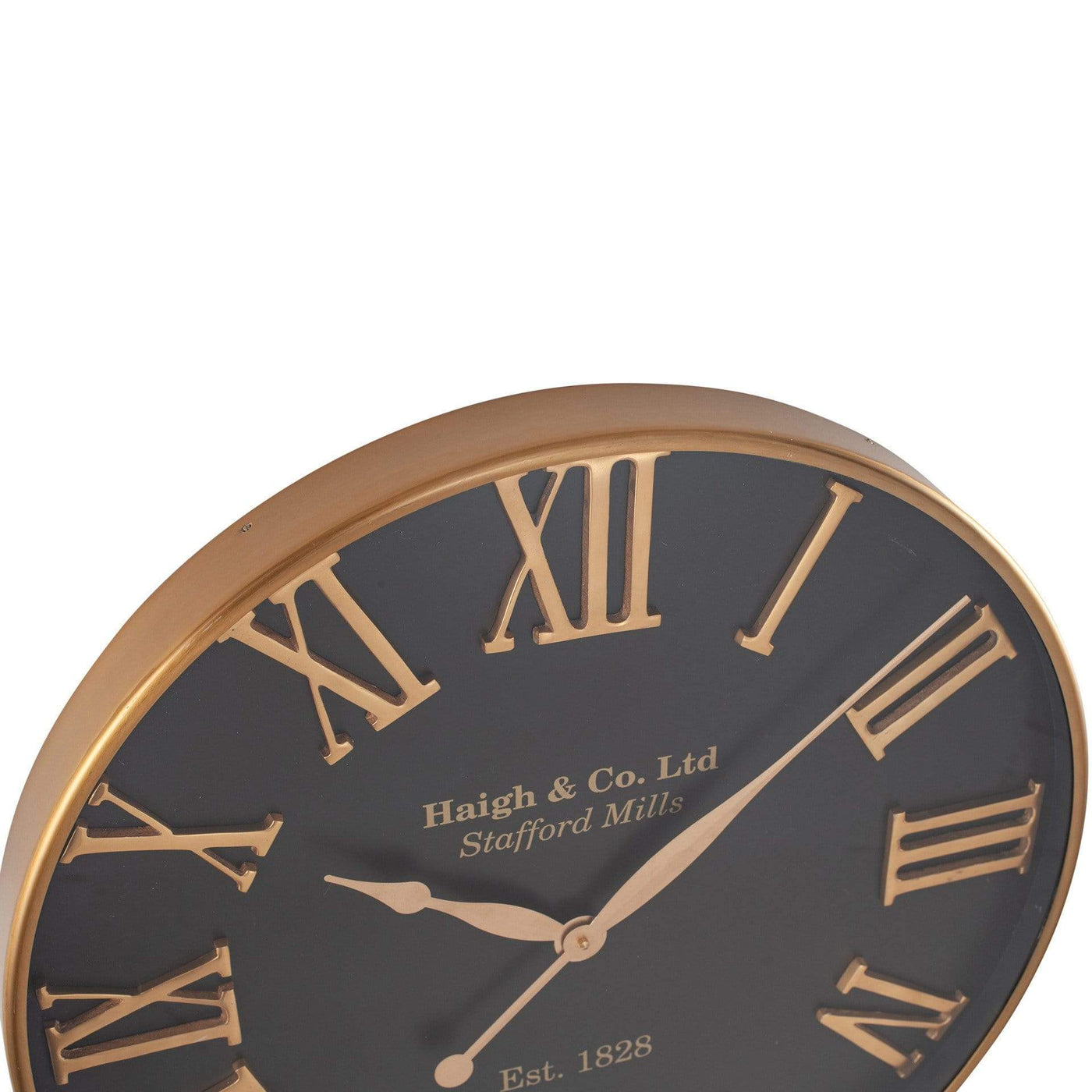 Pacific Lifestyle Accessories Antique Gold and Black Metal Round Wall Clock House of Isabella UK