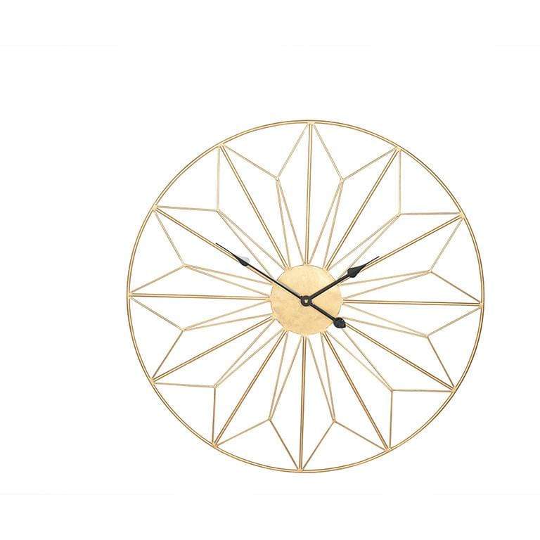 Pacific Lifestyle Accessories Antique Gold Metal Geo Design Round Wall Clock House of Isabella UK