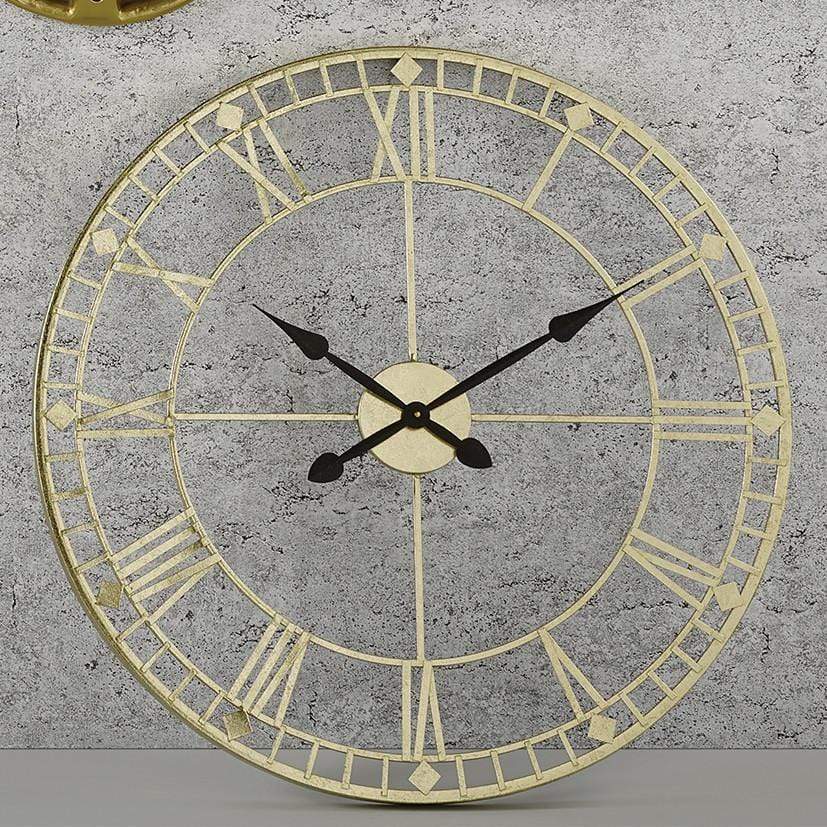 Pacific Lifestyle Accessories Antique Gold Metal Round Wall Clock House of Isabella UK