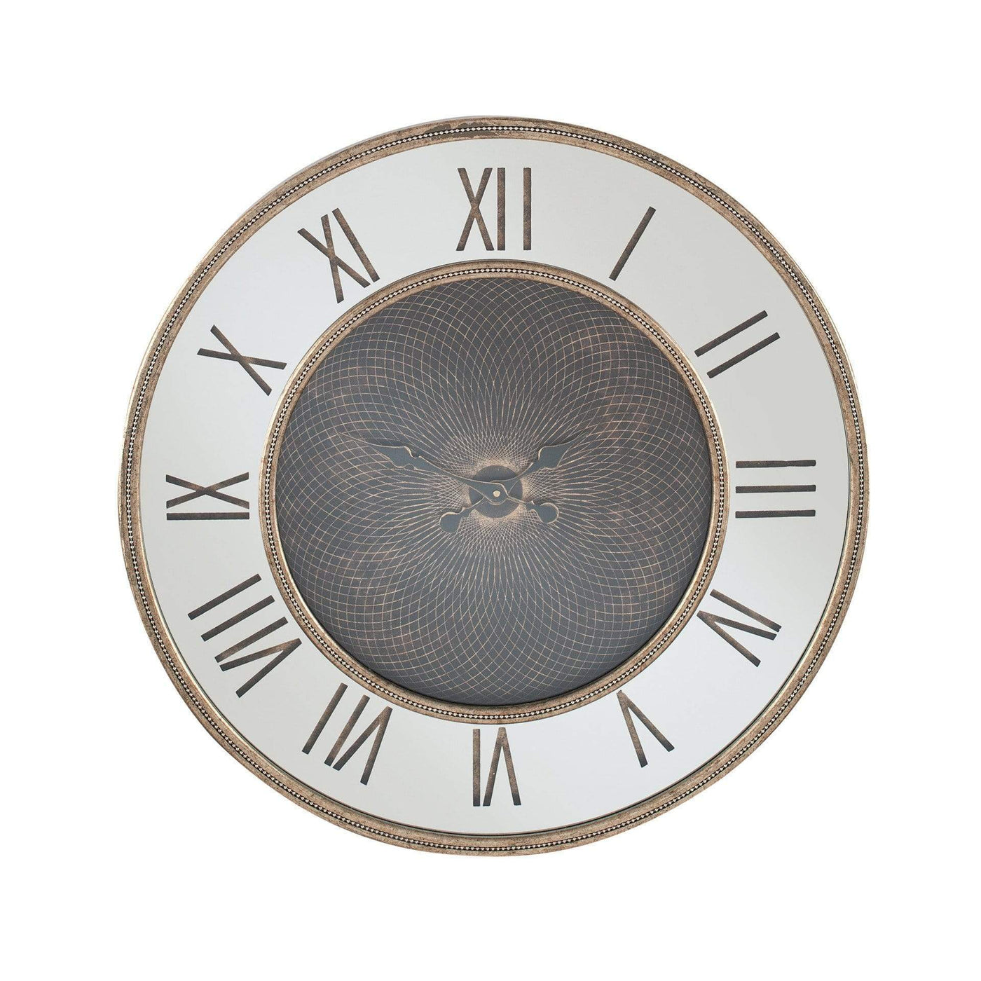Pacific Lifestyle Accessories Antique Gold Wood & Mirror Geo Print Wall Clock House of Isabella UK