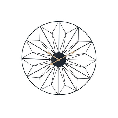 Pacific Lifestyle Accessories Black and Gold Metal Geo Design Round Wall Clock House of Isabella UK