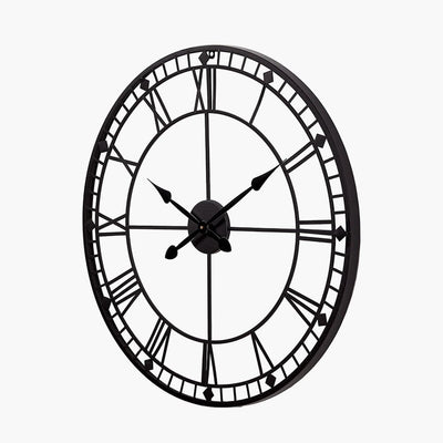 Pacific Lifestyle Accessories Black Metal Round Skeleton Wall Clock House of Isabella UK