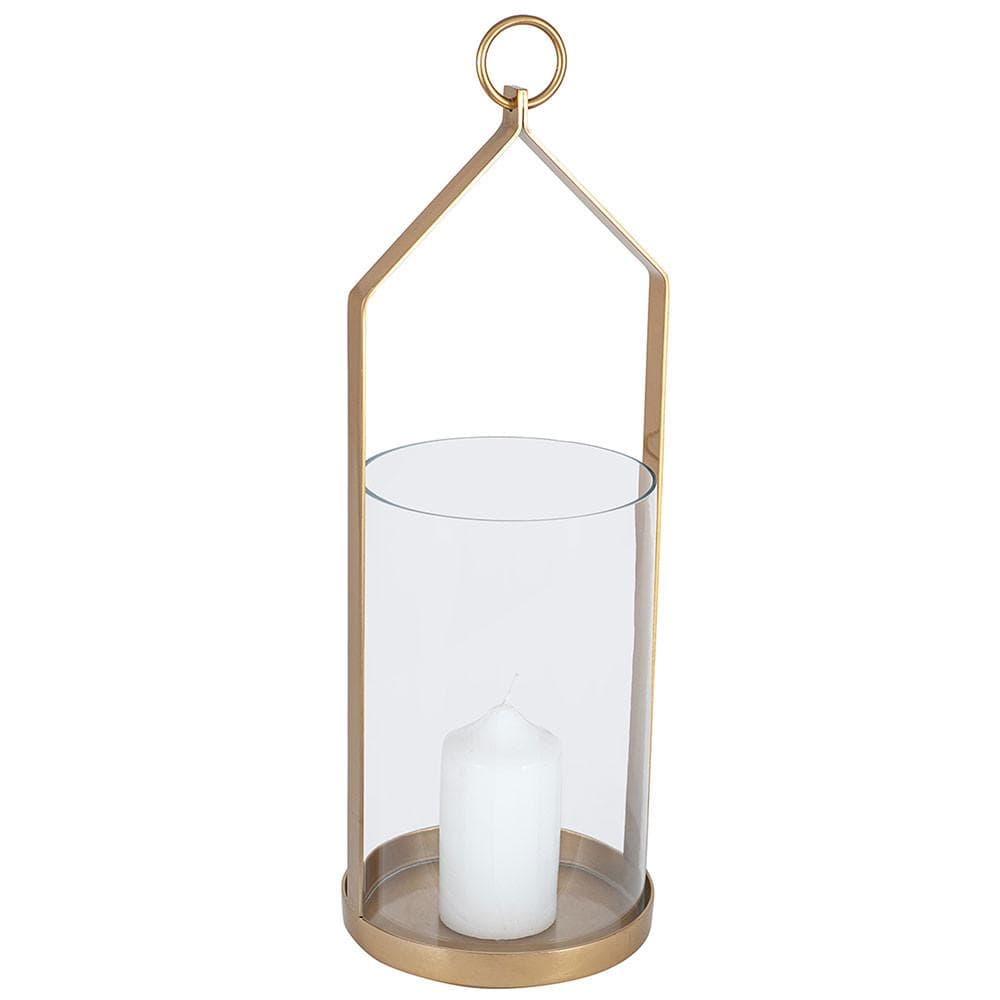 Pacific Lifestyle Accessories Clear Glass and Brass Metal Large Hurricane House of Isabella UK