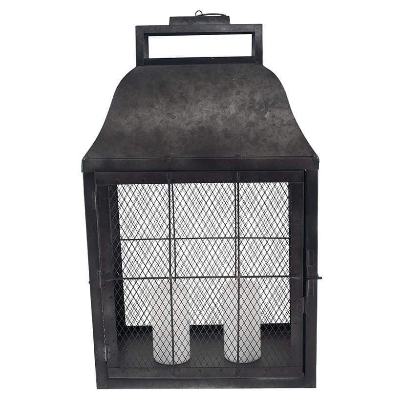 Pacific Lifestyle Accessories Dark Grey Galvanised Metal Oblong Lantern Large House of Isabella UK