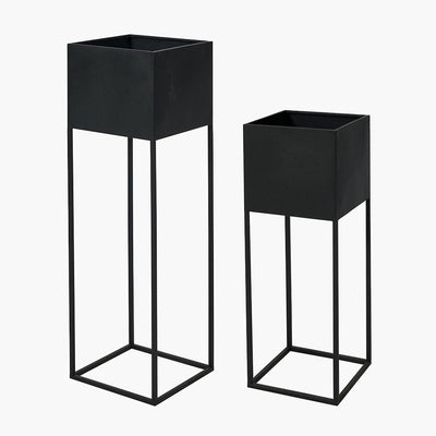 Pacific Lifestyle Accessories Graphite Metal Set of 2 Planters House of Isabella UK