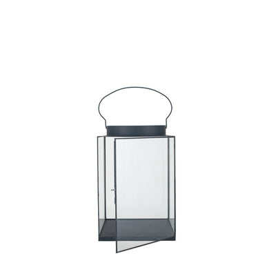 Pacific Lifestyle Accessories Matt Black Metal and Glass Large Square Lantern House of Isabella UK