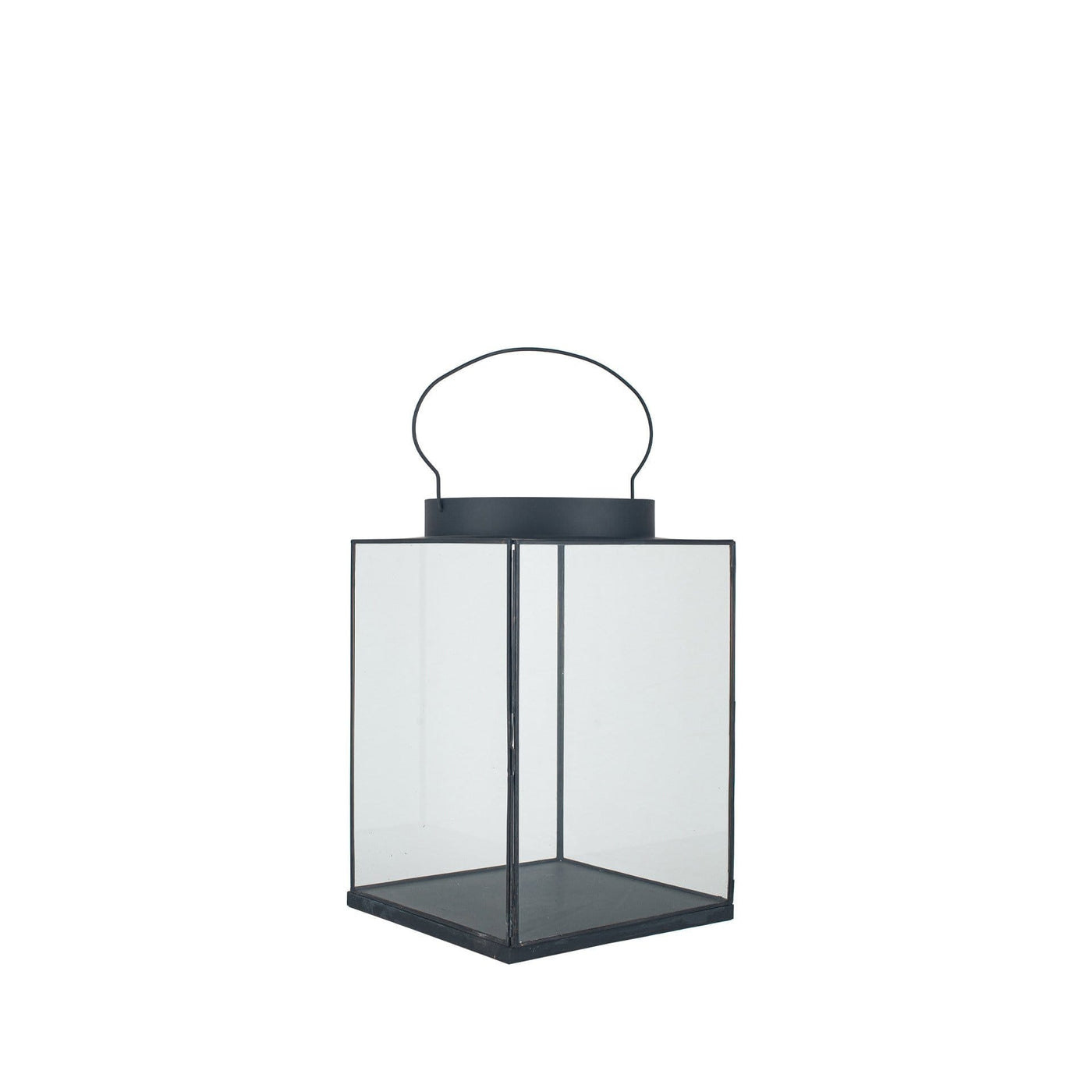 Pacific Lifestyle Accessories Matt Black Metal and Glass Large Square Lantern House of Isabella UK