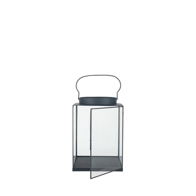 Pacific Lifestyle Accessories Matt Black Metal and Glass Small Square Lantern House of Isabella UK